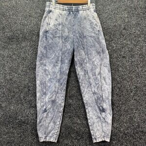 Zara Acid Wash Joggers Mens Small Blue Paneled Seam Tapered Sweatpants 3854/808